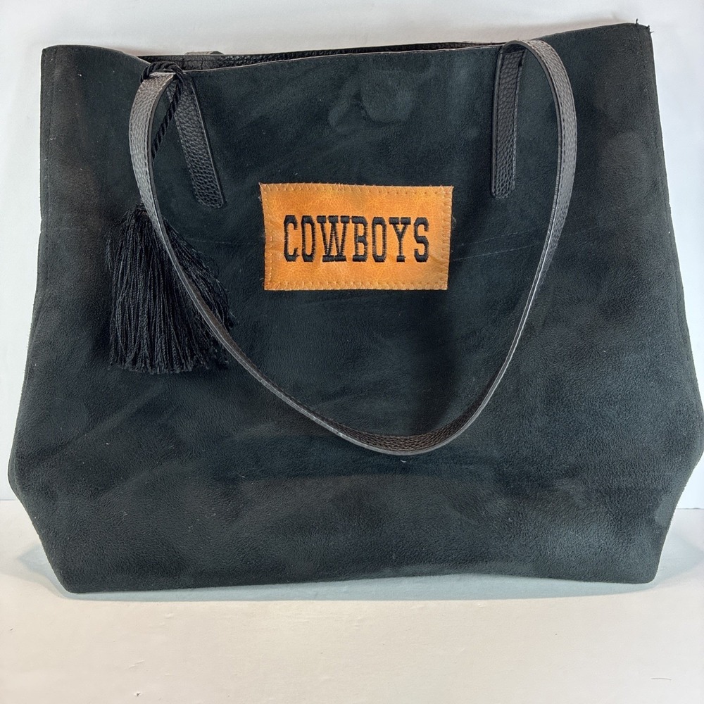 OSU Oklahoma State Black Genuine Leather Purse Tote Bag 12X12X4 Big 12 NCAA EUC